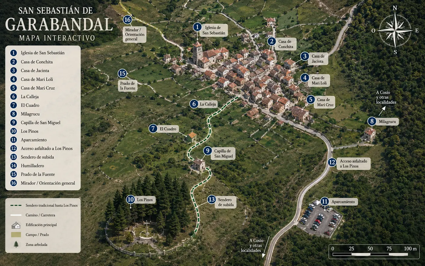 Mapa virtual ilustrado de Garabandal